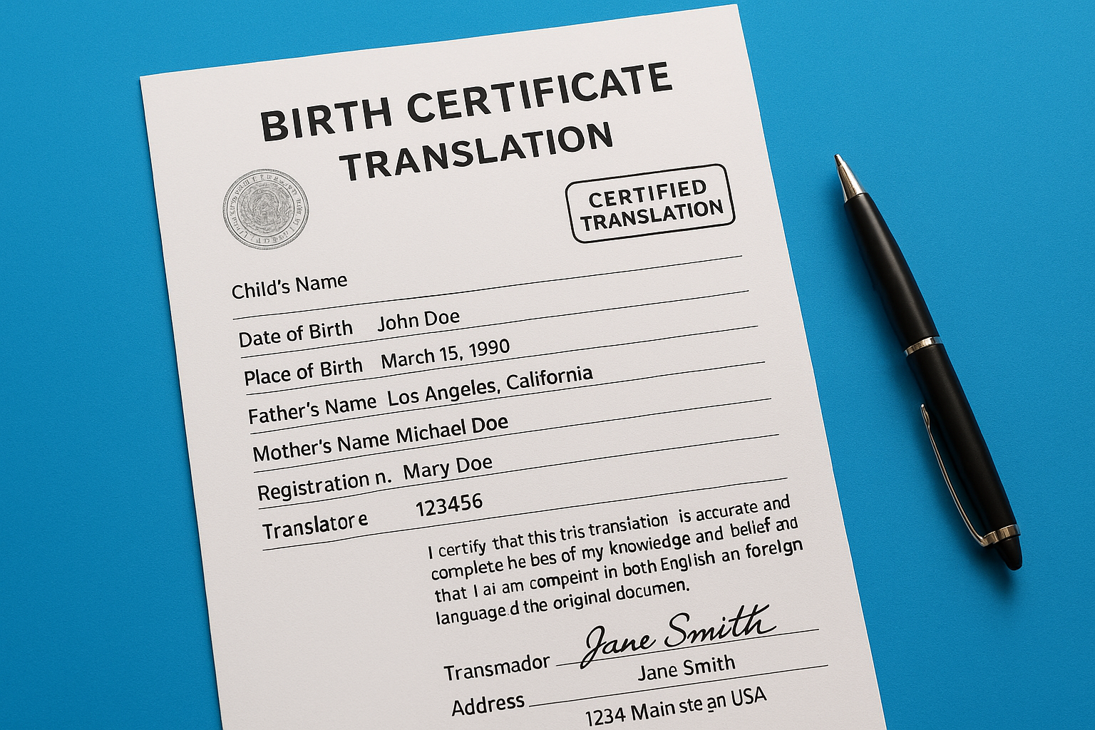 USCIS Birth Certificate Translation Sample: Template & Tips